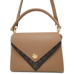 Louis Vuitton Grained Calfskin Monogram Double V 2way handbag Tan Brown